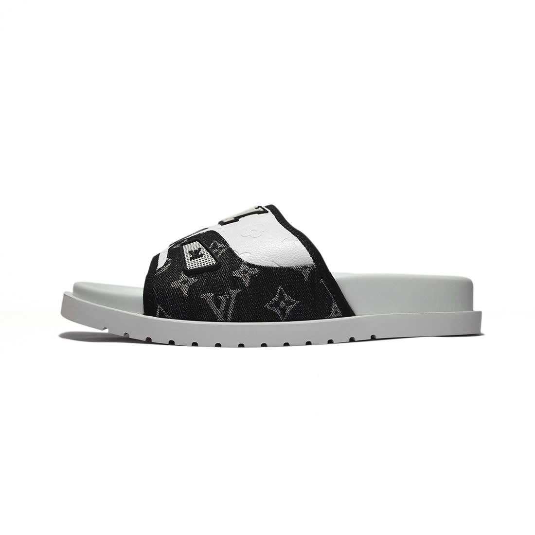 Louis Vuitton White & Black Premium Quality Men's Flip-flops-1