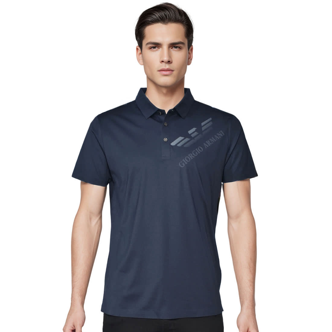Giorgio Armani Blue Premium Quality Polo Tees-0