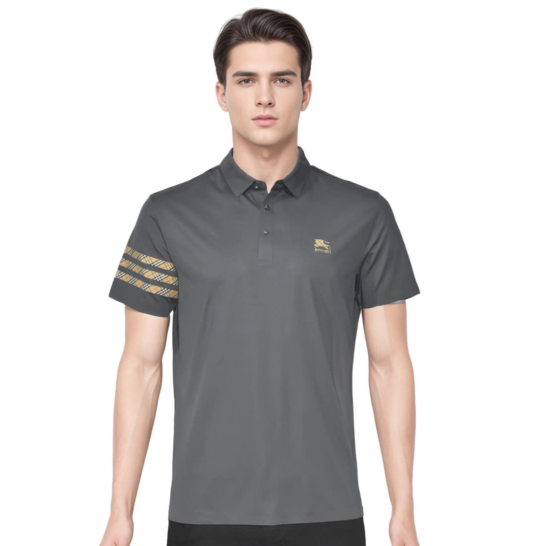Burberry Grey Premium Quality Polo Tees-0