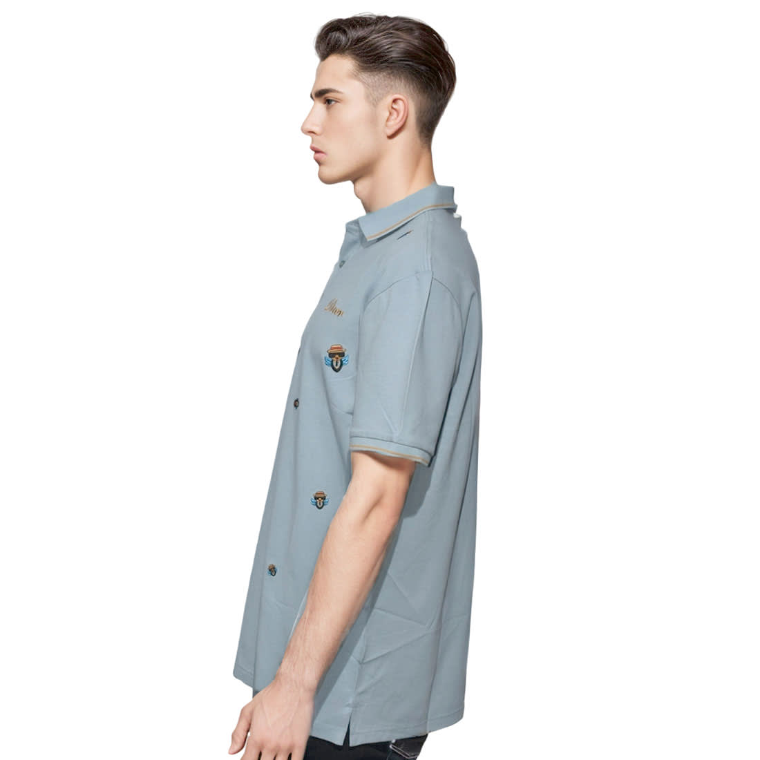 Dior Premium Sky Blue Quality Embroidered Polo T-shirt-2