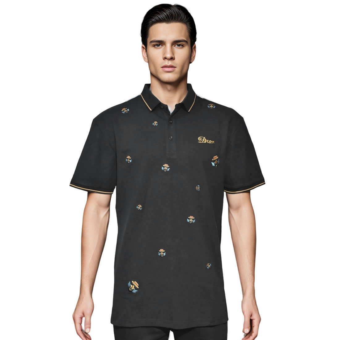 Dior Premium Black Quality Embroidered Polo T-shirt-0