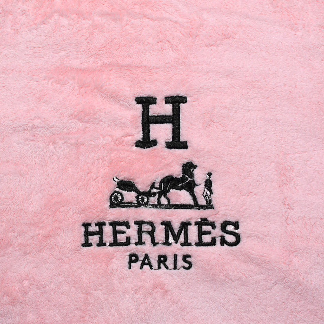 Hermes Paris Embroidery Logo Pink Towels - Set of 2-1