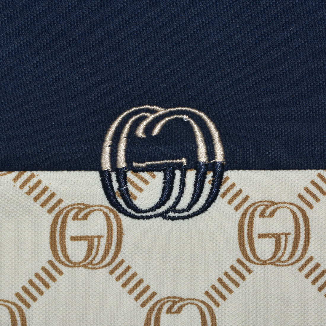 Gucci Cream Monogram Print Premium Polo T-shirts-3