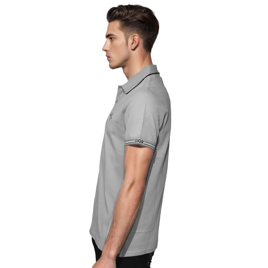 Dior Embroidered Grey Premium Quality T-shirt-2