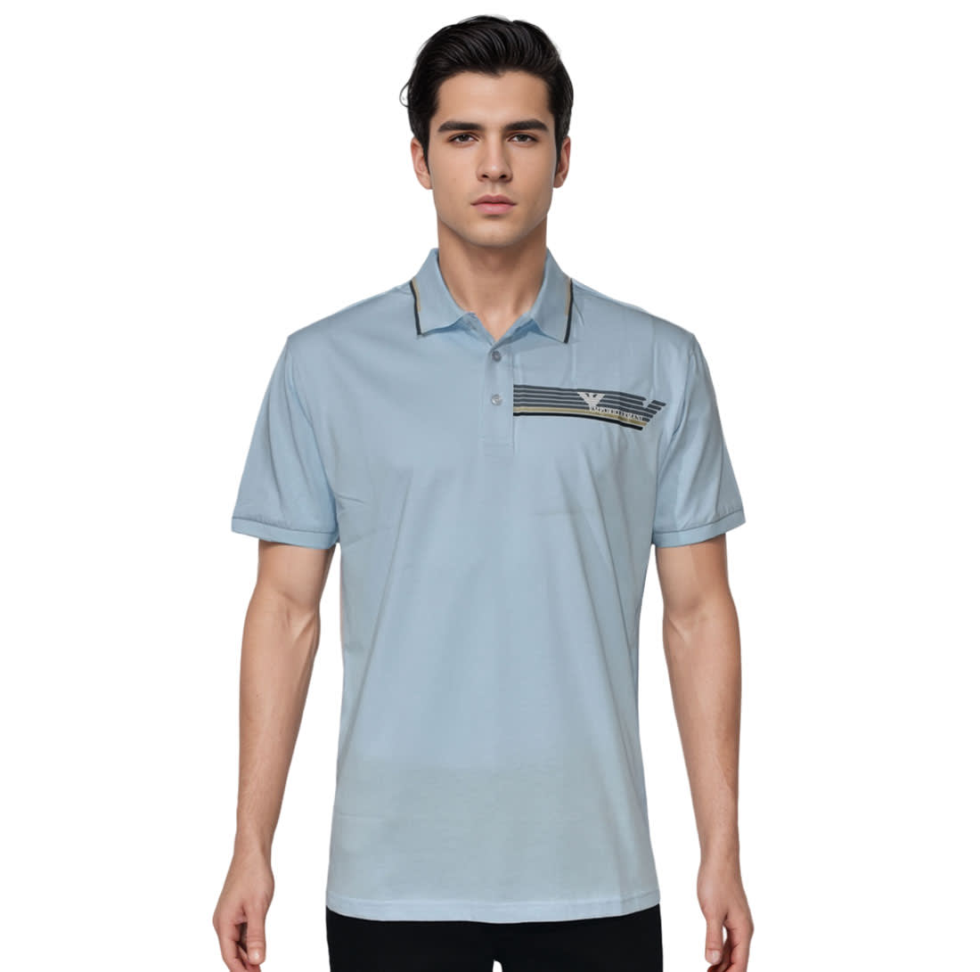 Emporio Armani logo Print Blue Premium T-shirt-0