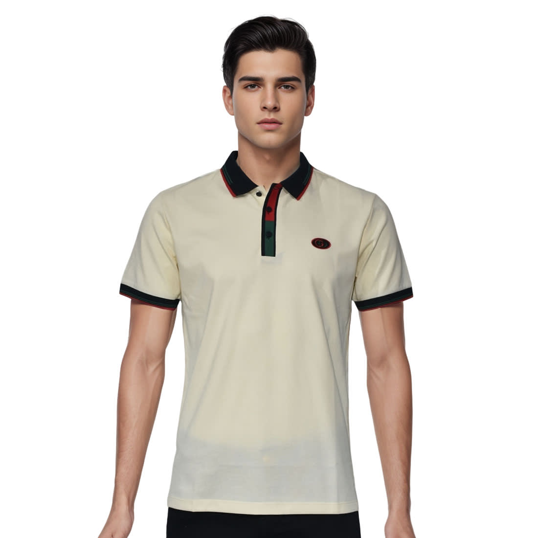 Gucci Embroidered logo Cream Cotton Polo T-shirt-0