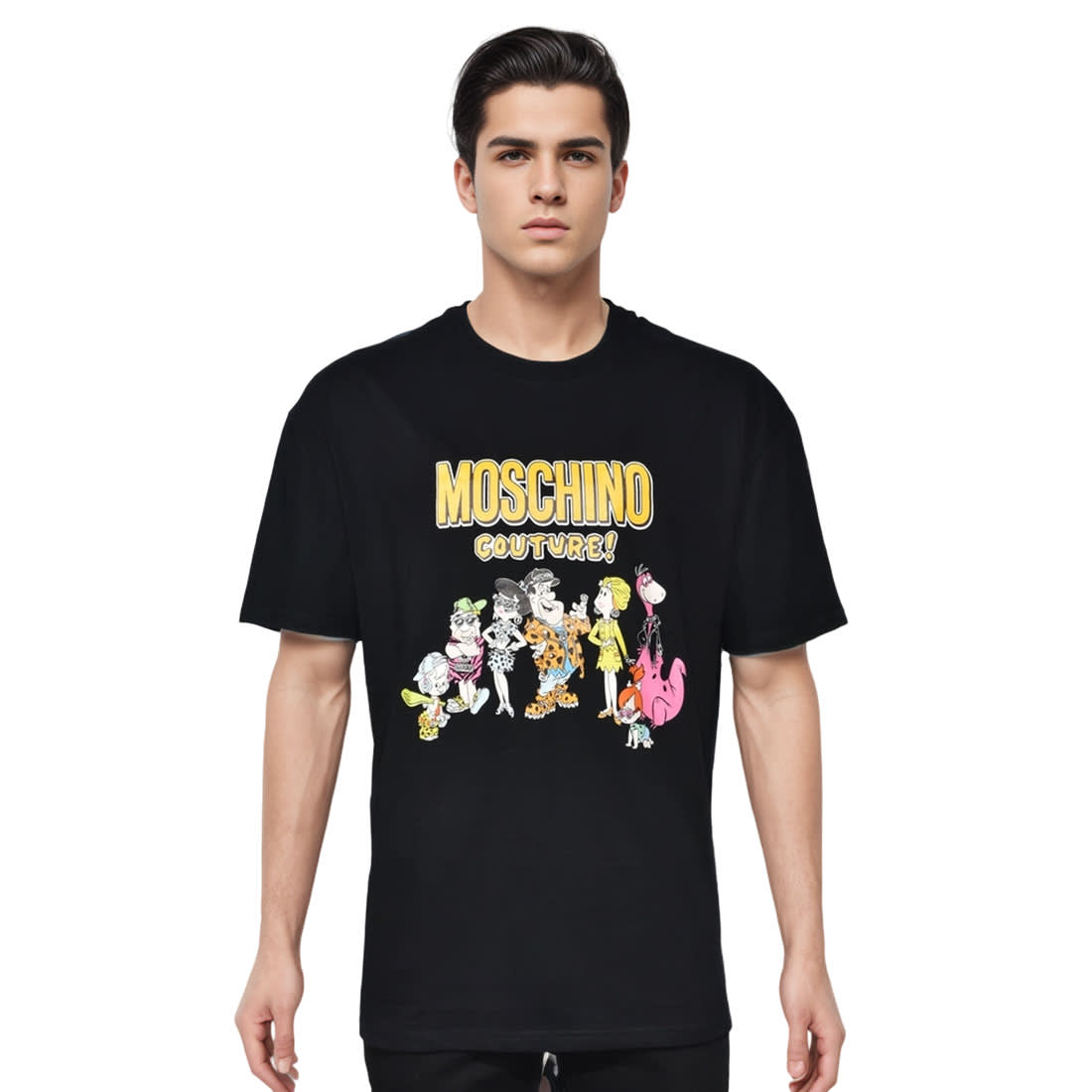 Moschino Couture Flintstone Print Black T-shirt-0