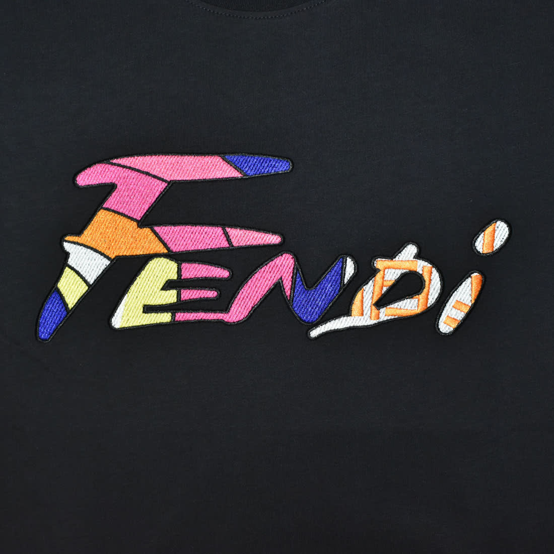 Fendi Brush logo Black Premium Cotton T-shirt-3