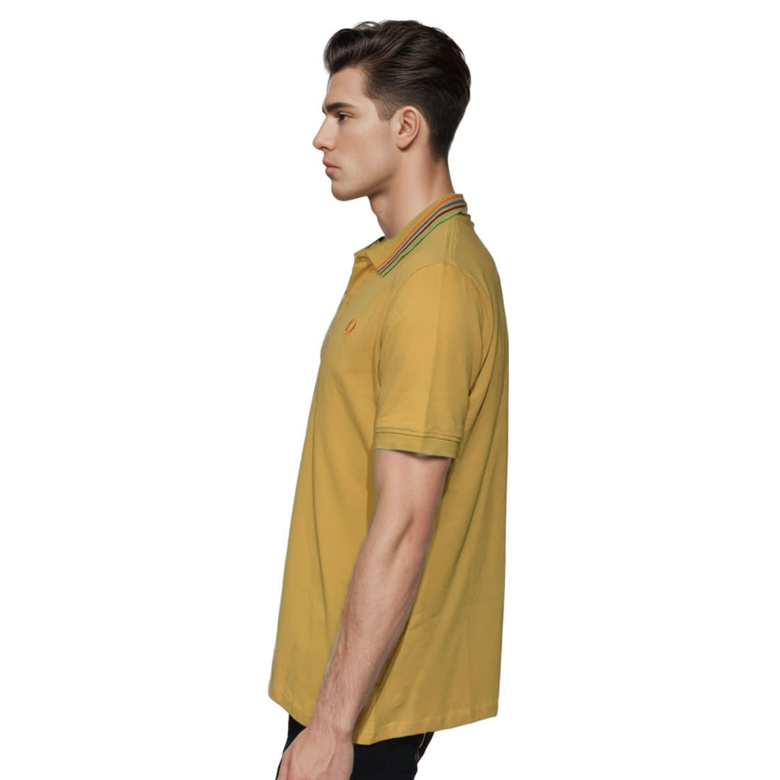 Fred Perry Embroidered logo Mustard Premium T-shirt-2