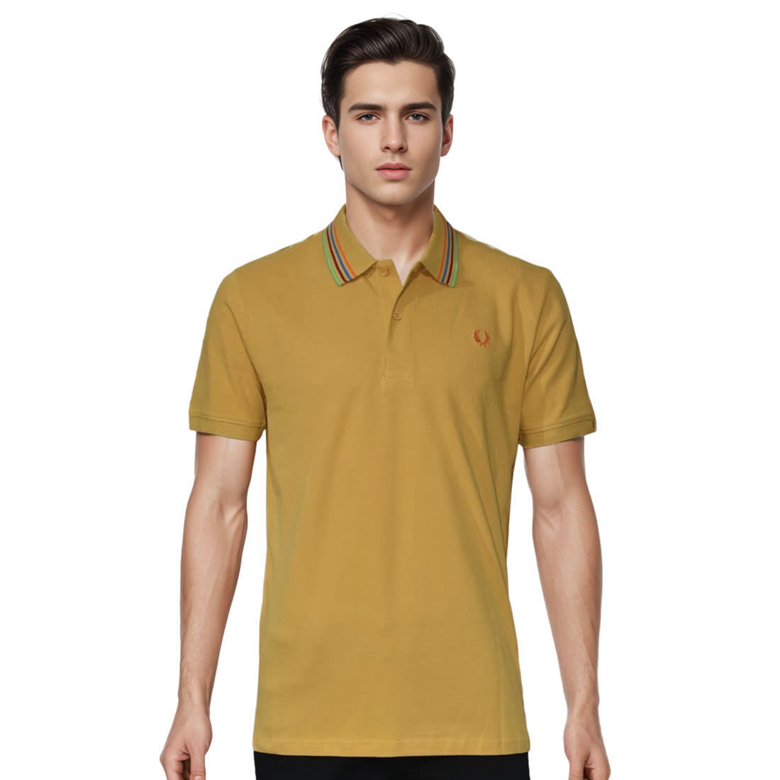 Fred Perry Embroidered logo Mustard Premium T-shirt-0
