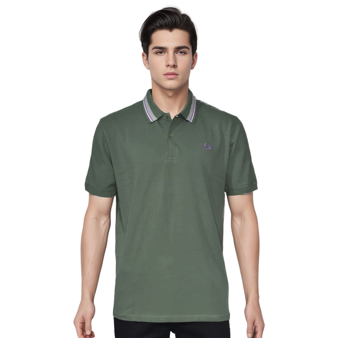 Fred Perry Embroidered logo Olive Premium T-shirt-0