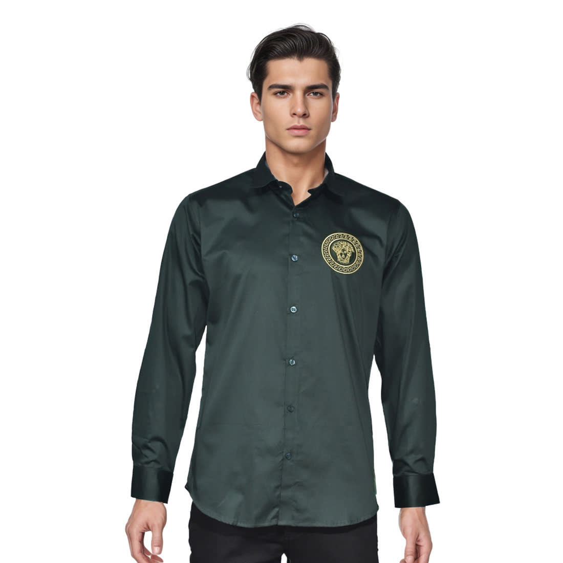 Versace Medusa Embroidered Green Premium Shirt-6