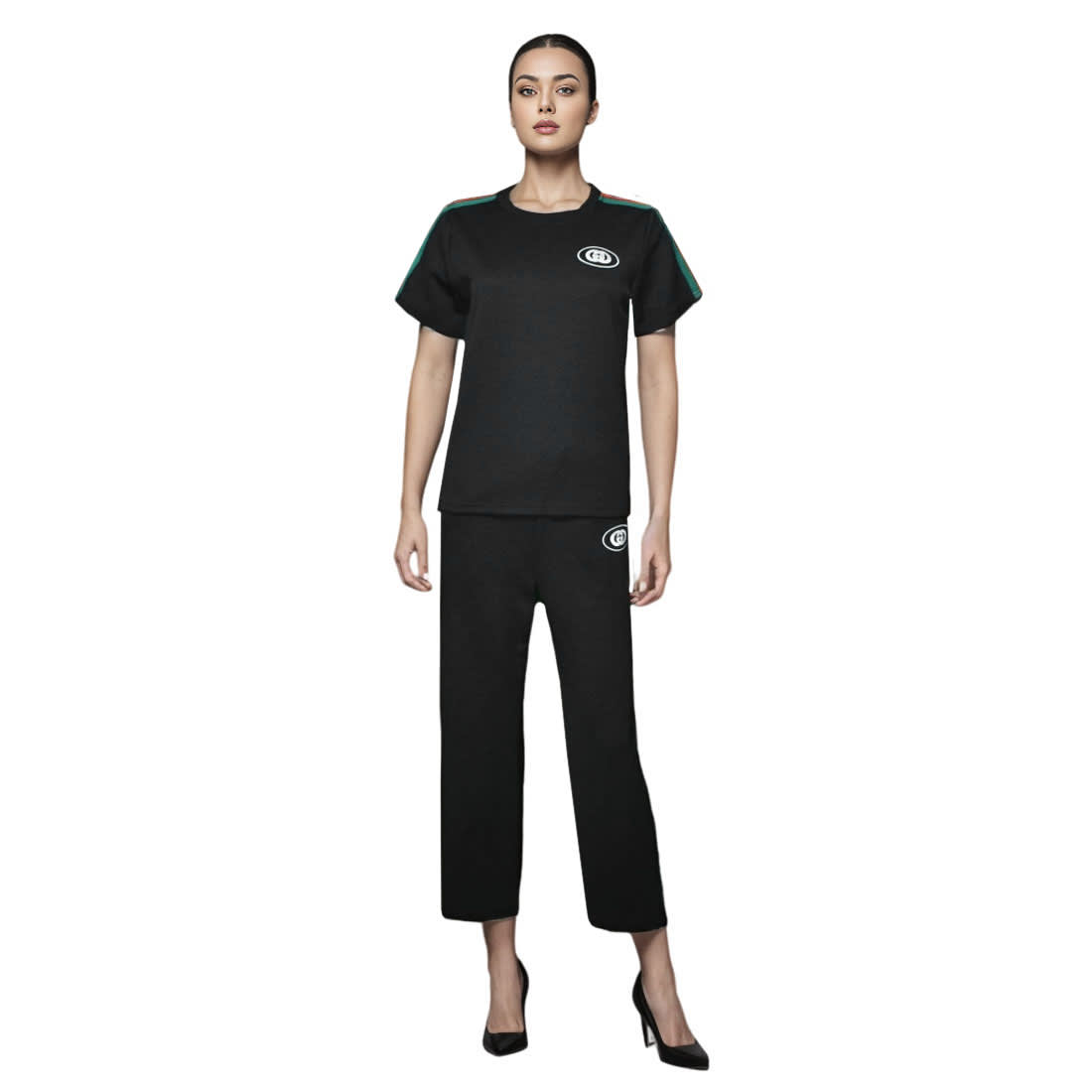 Gucci Embroidered logo Black Cotton Co-ord Set-0