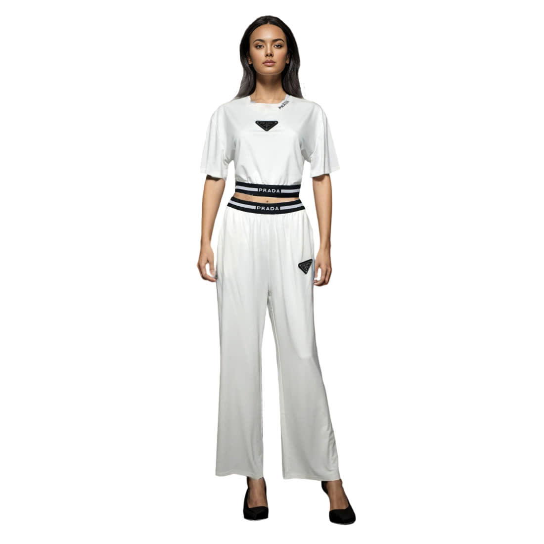 Prada Embroidered logo White Premium Co-ord Set-1