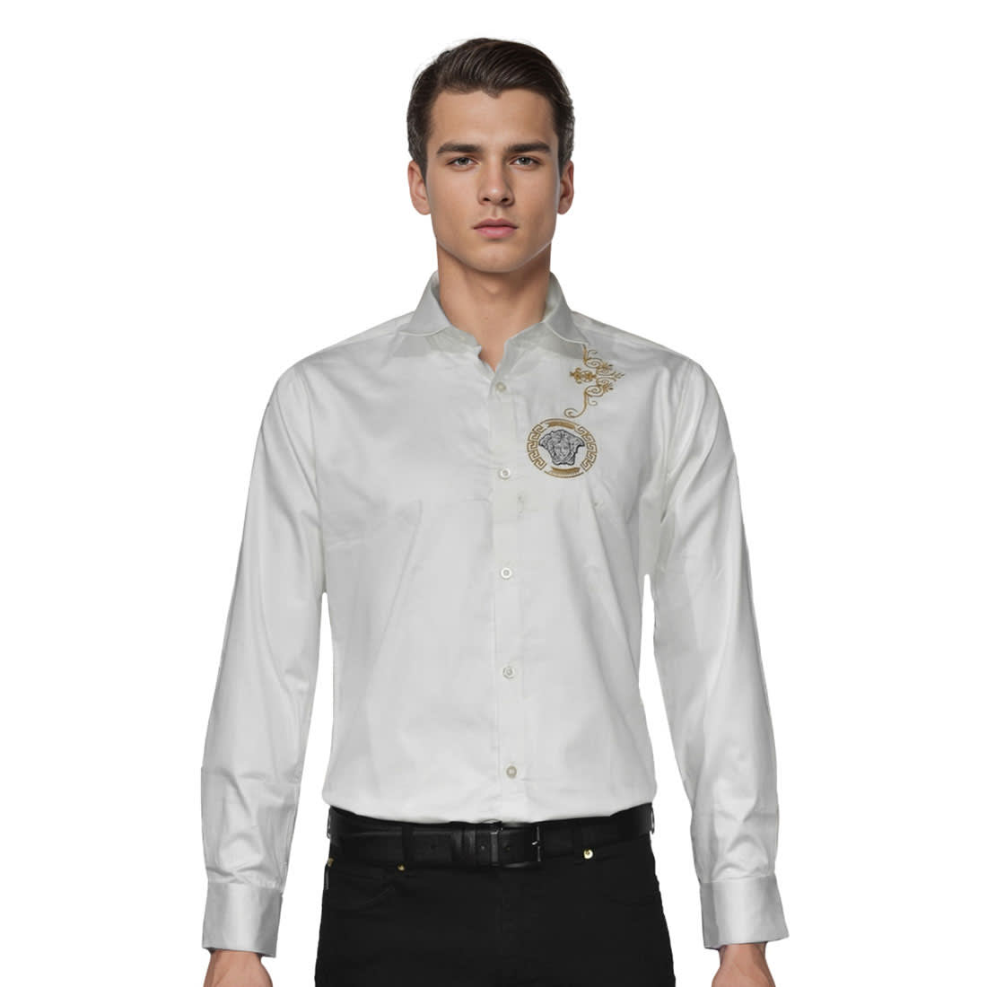 Versace Medusa Embroidered White Premium Shirt-0