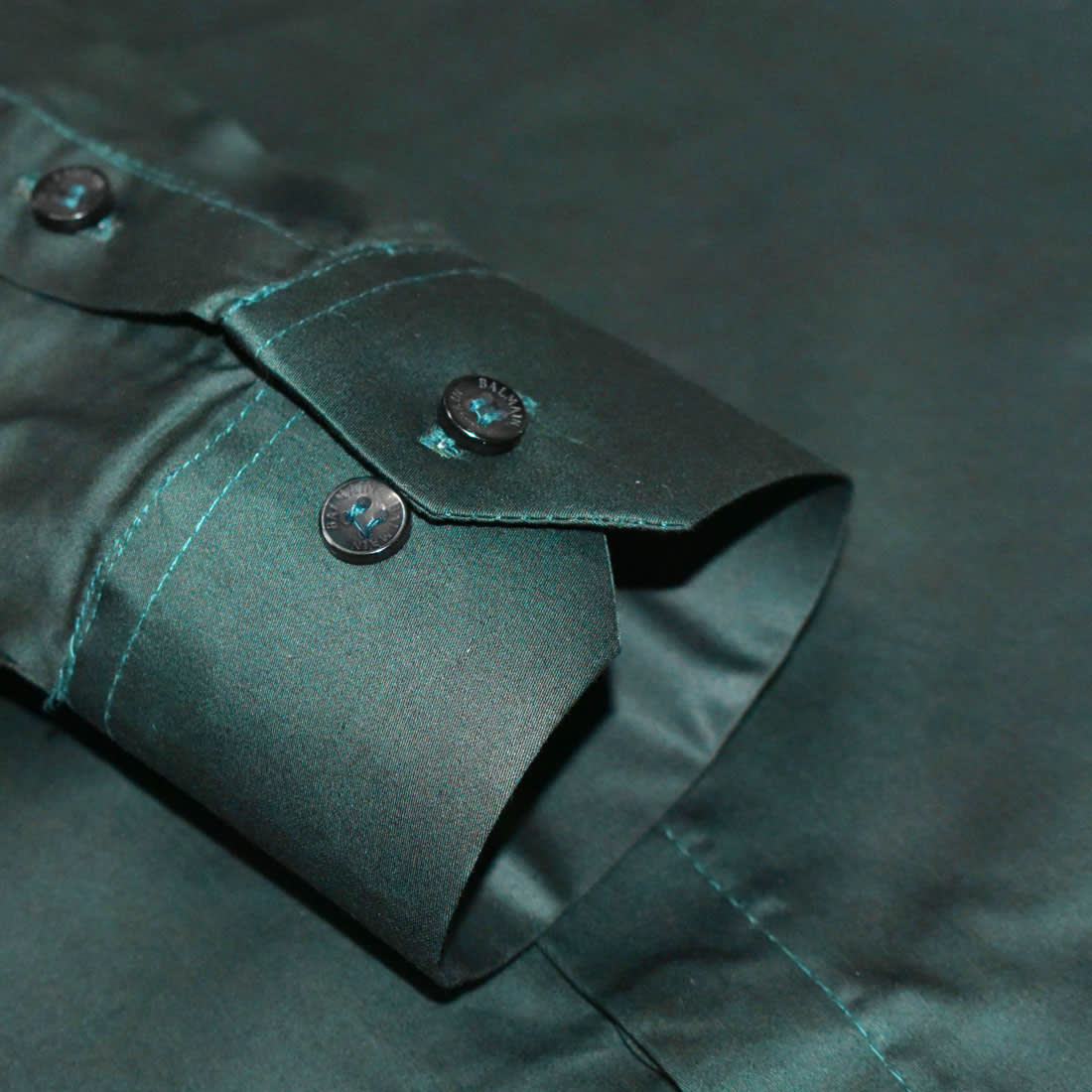 Balmain Green Premium Luxury Cotton Shirt-5