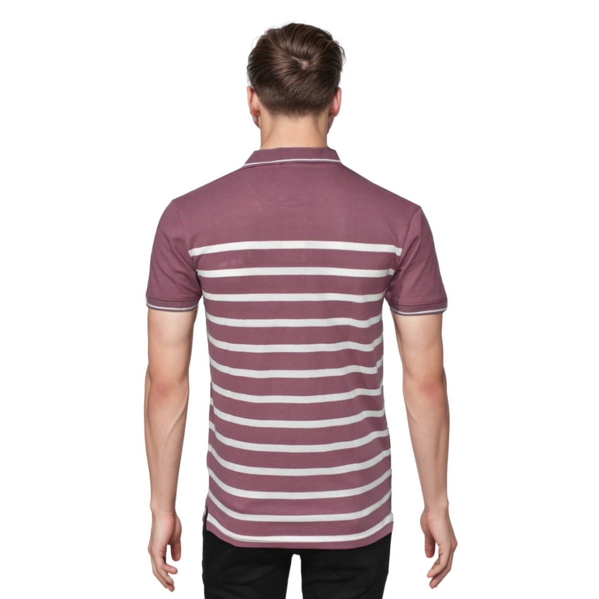 Coach Embroidered logo Striped Pique Pink Polo T-shirt-1