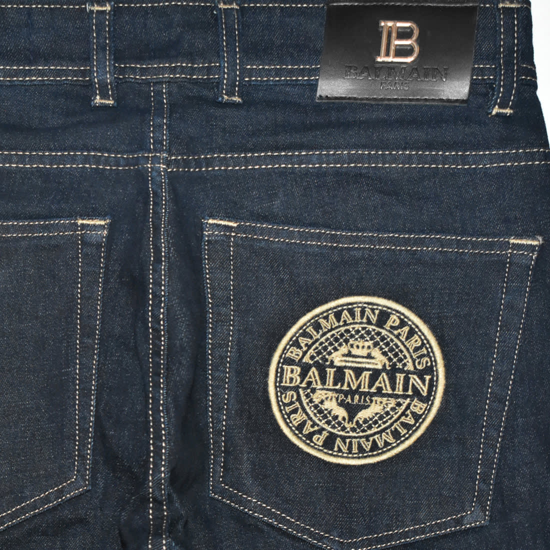 Balmain Blue Premium Logo on Pocket Jeans-3