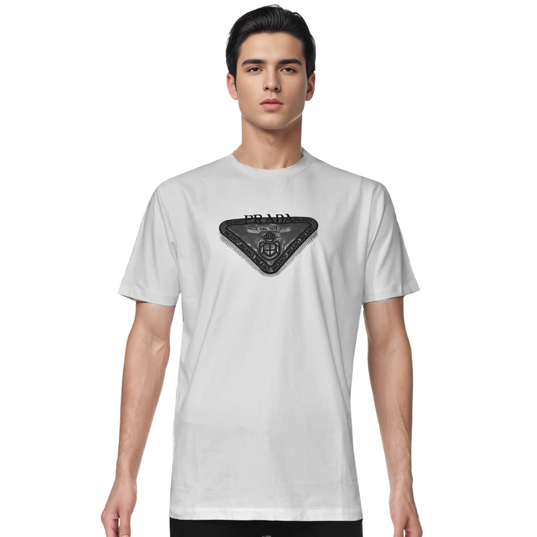 Prada White Premium Quality Round Neck T-shirt-0