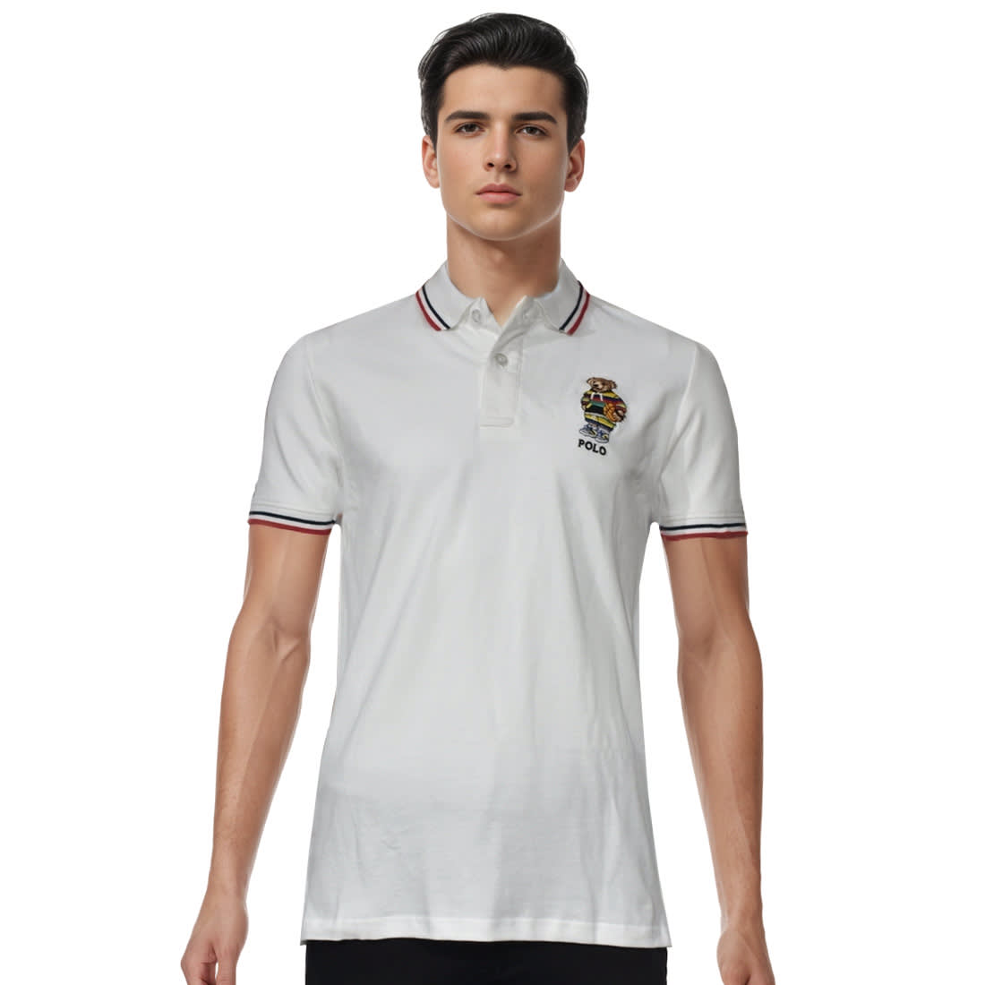 White Bear Embroidered Premium Polo T-shirt-0