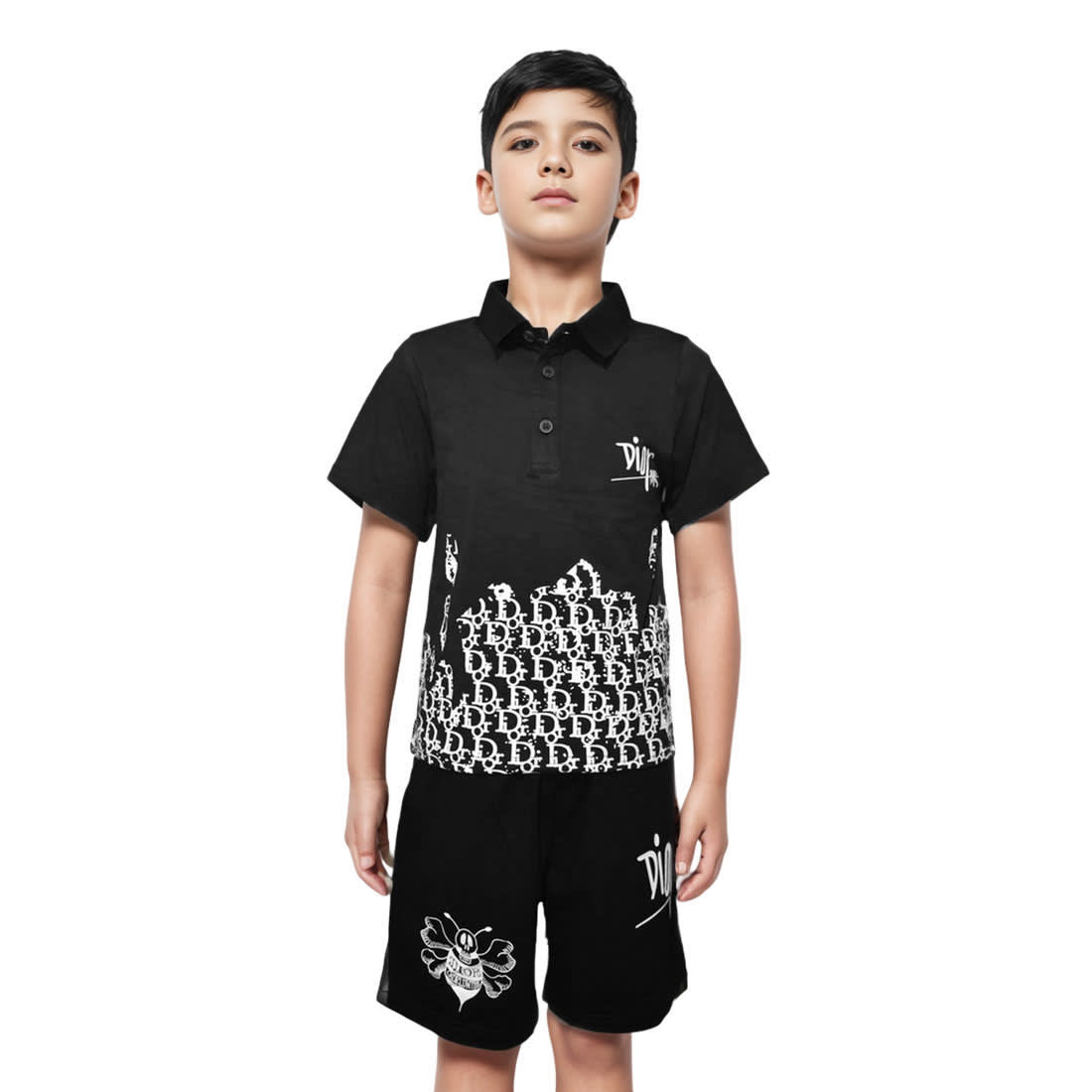 Dior Bee Embroidered Black Premium Kids Co-ord Set-0