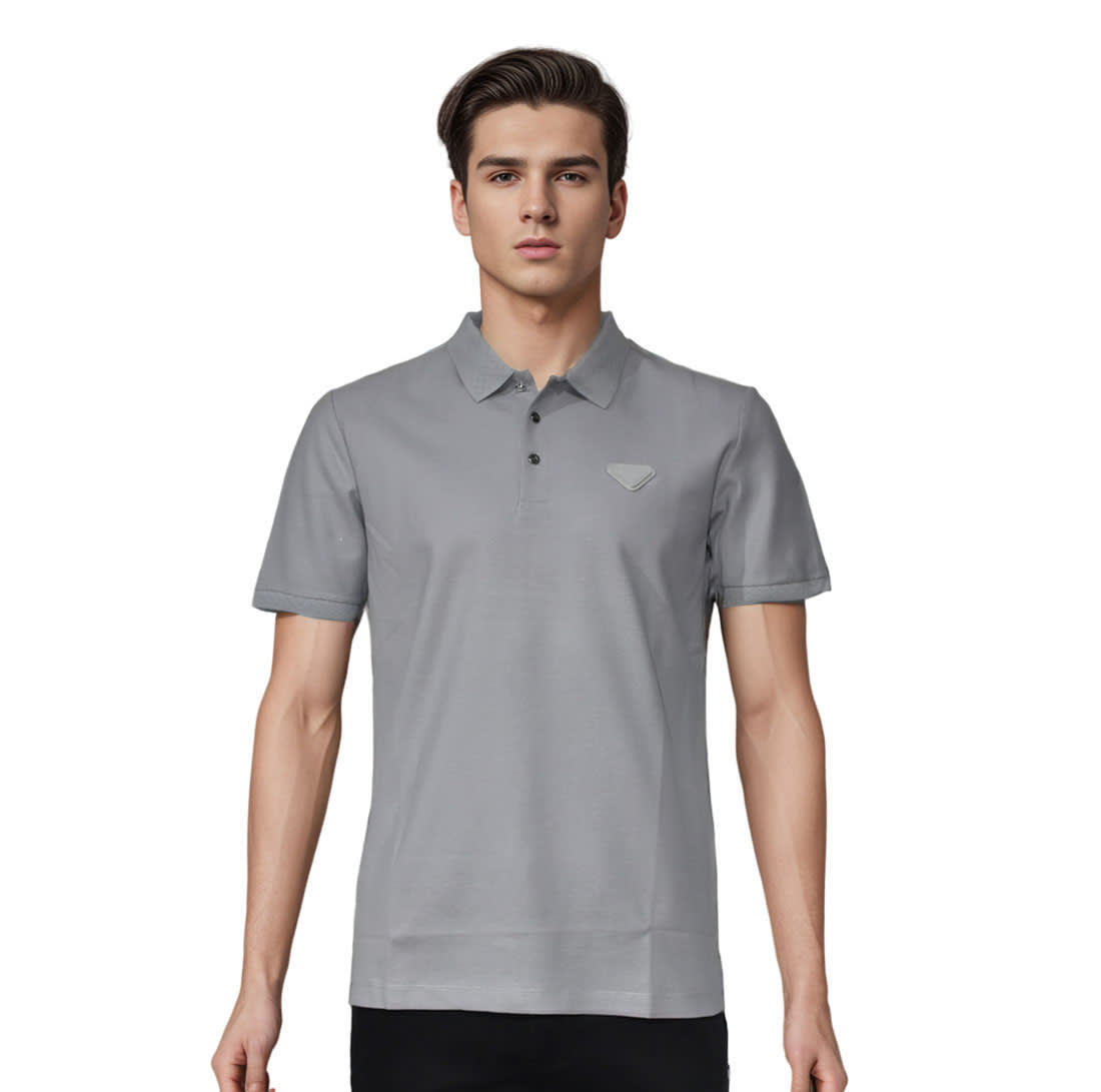 Prada Grey Premium Cotton Polo T-shirt-0