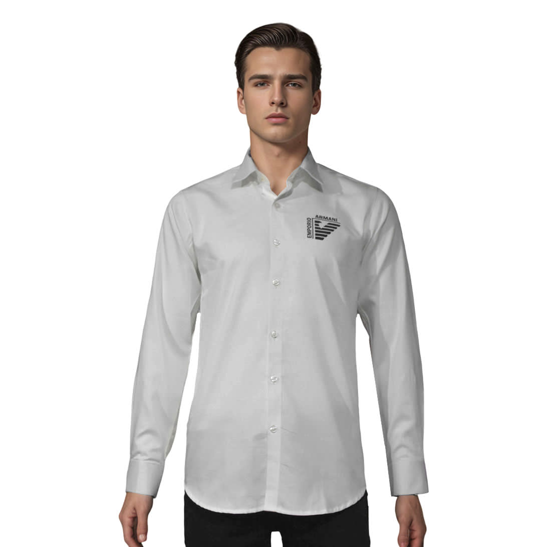 Emporio Armani logo Print White Premium Luxury Shirt-6