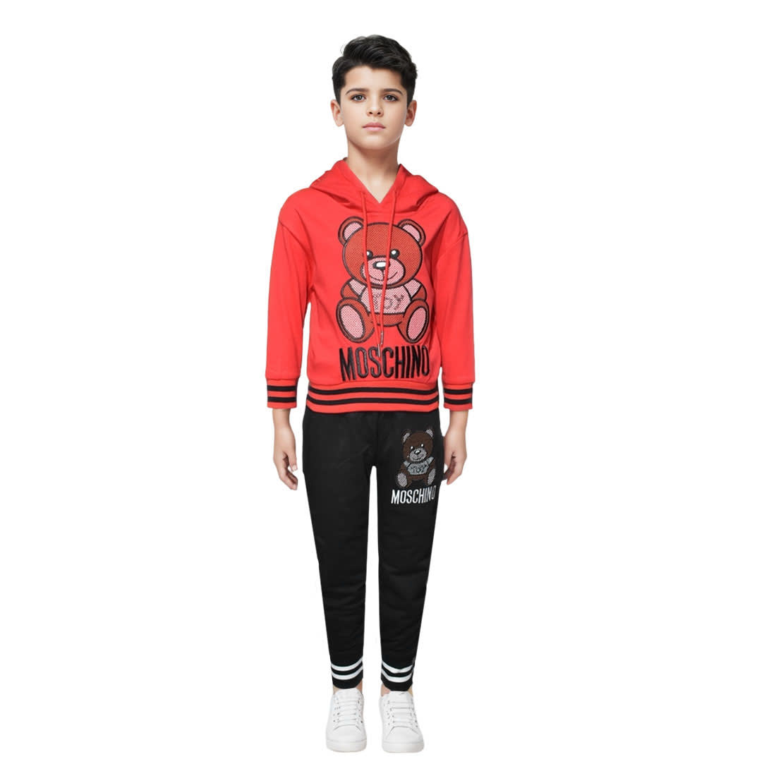 Moschino Red Embroidery Teddy-Bear Kids Co-ord Set-0