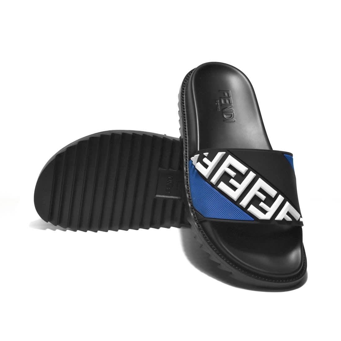 Fendi Embossed logo Black & Blue Premium Flip-flops-6