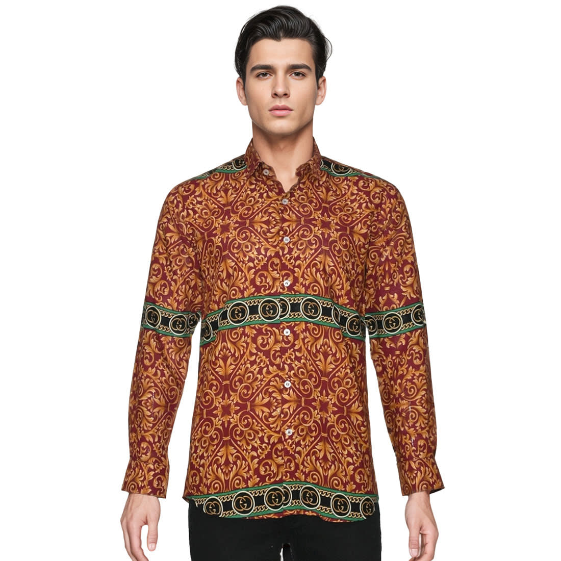 Gucci Red Floral Print Premium Cotton Shirt-6