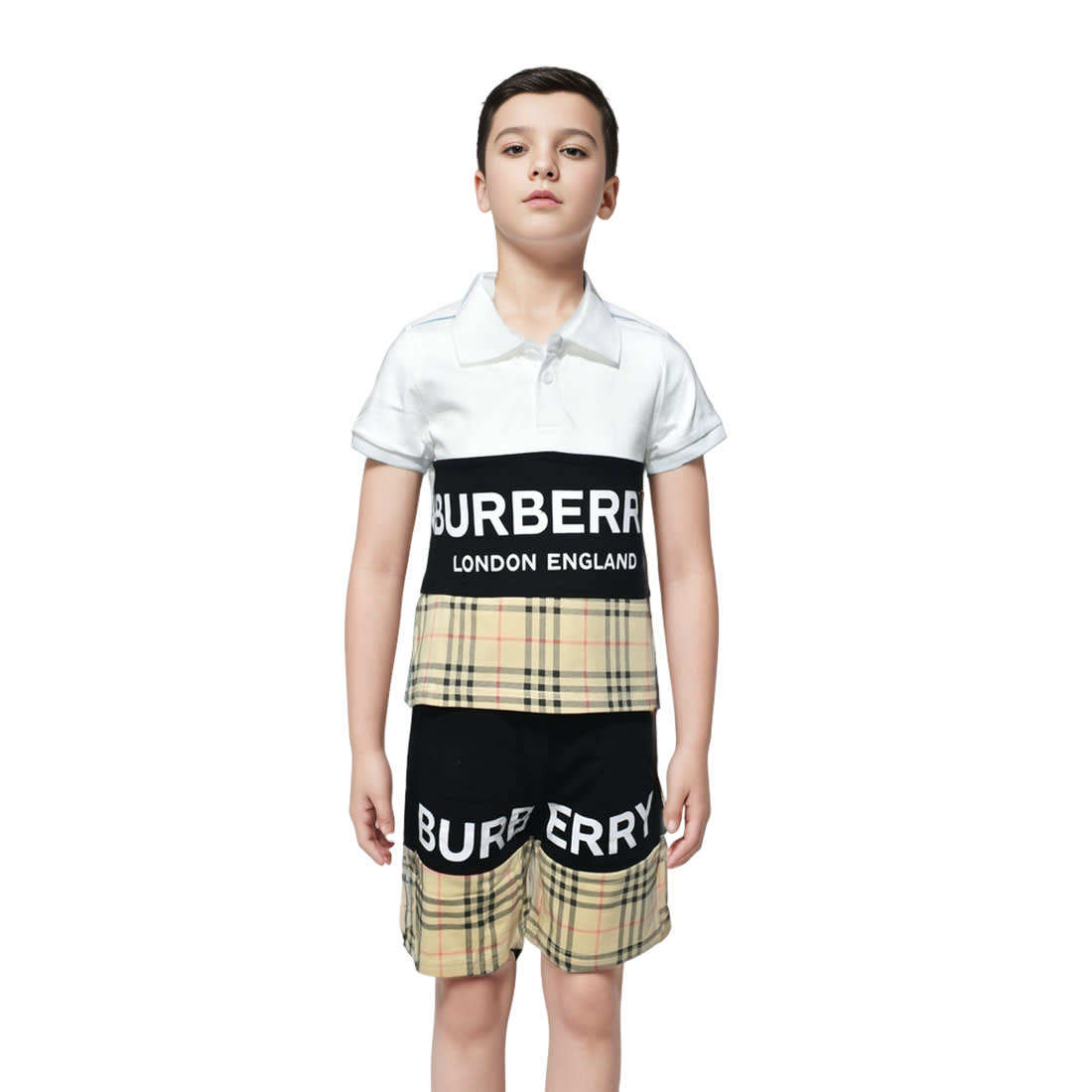 Burberry Printed White Premium Kids Co-ord Set-0