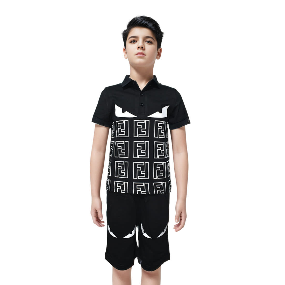 Fendi logo Print Black Premium Kids Co-ord Set-0