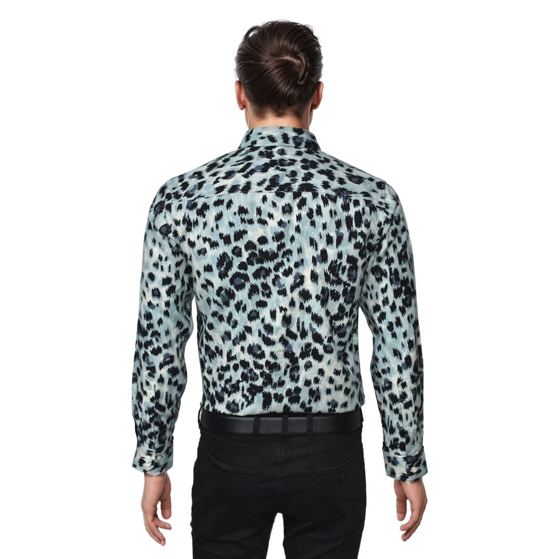 Balmain Sky Blue Leopard Printed Premium Shirt-1