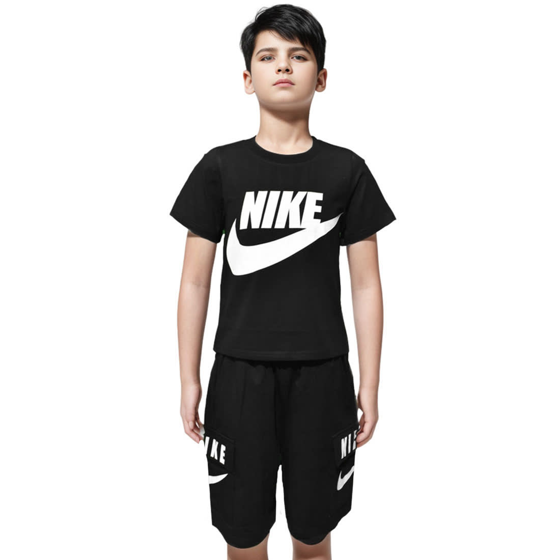 Nike Printed Black Premium Quality Kids Co-ord Set-0
