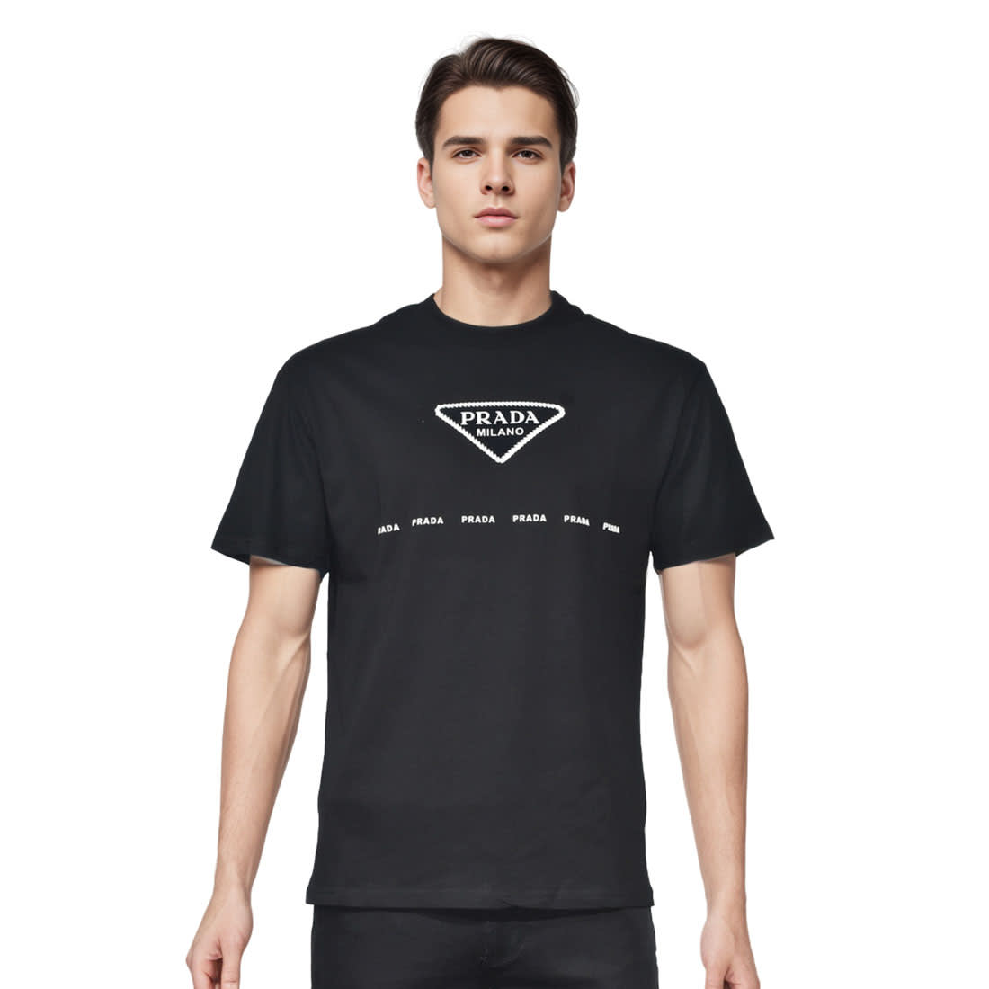 Prada Printed Black Premium Cotton T-shirt-0