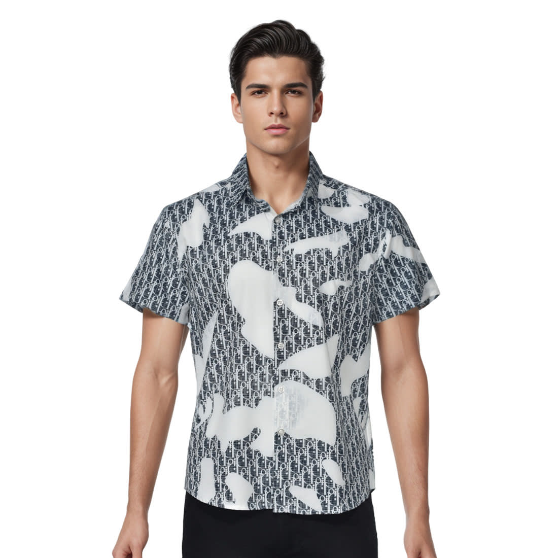 Dior Black & White Premium Quality Half Sleeve Shirt-0