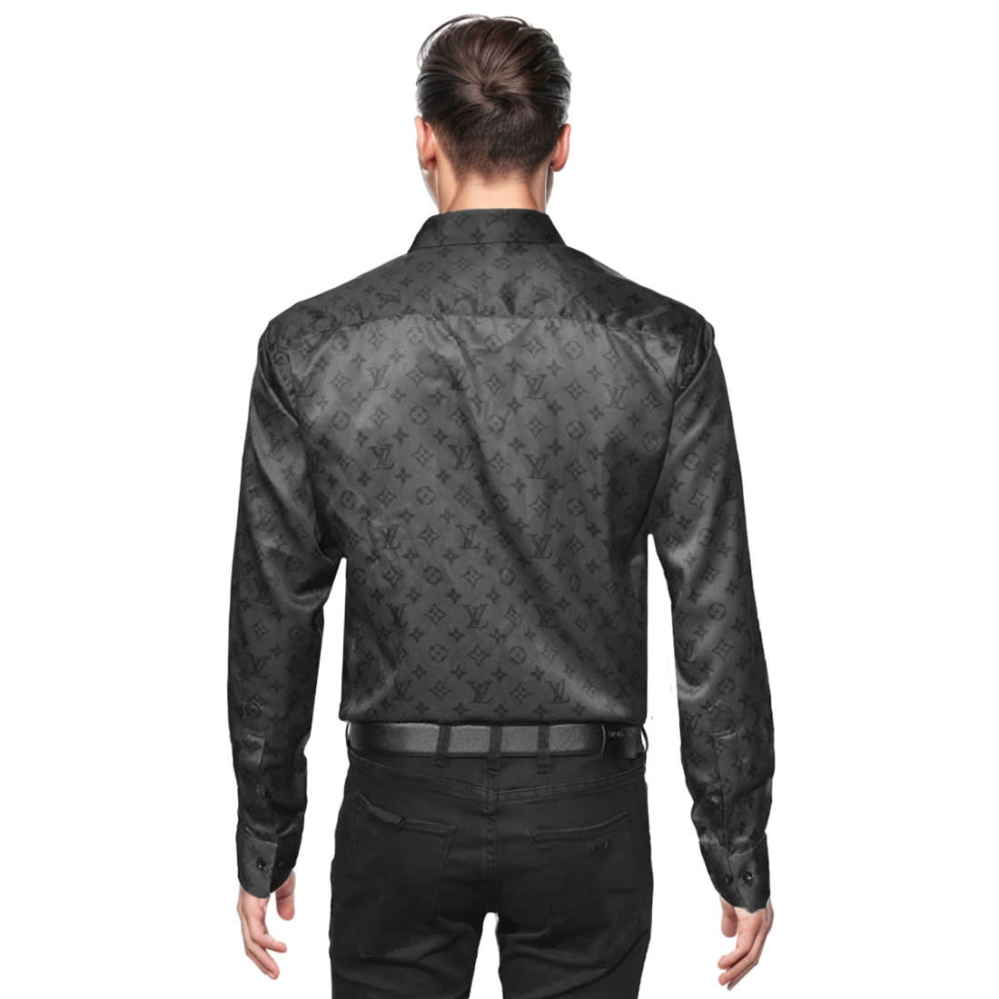 Louis Vuitton Monogram Black Premium Quality Shirt-1