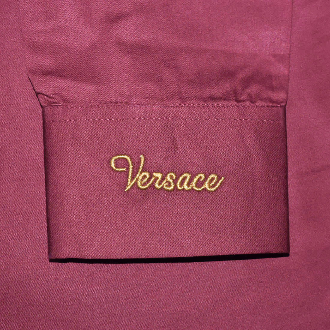 Versace Embroidered Wine Premium Cotton Shirt-5