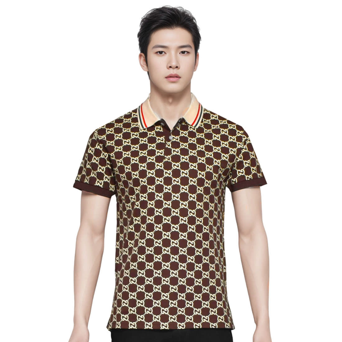 Gucci GG Stretch Brown Premium Polo T-shirt-0