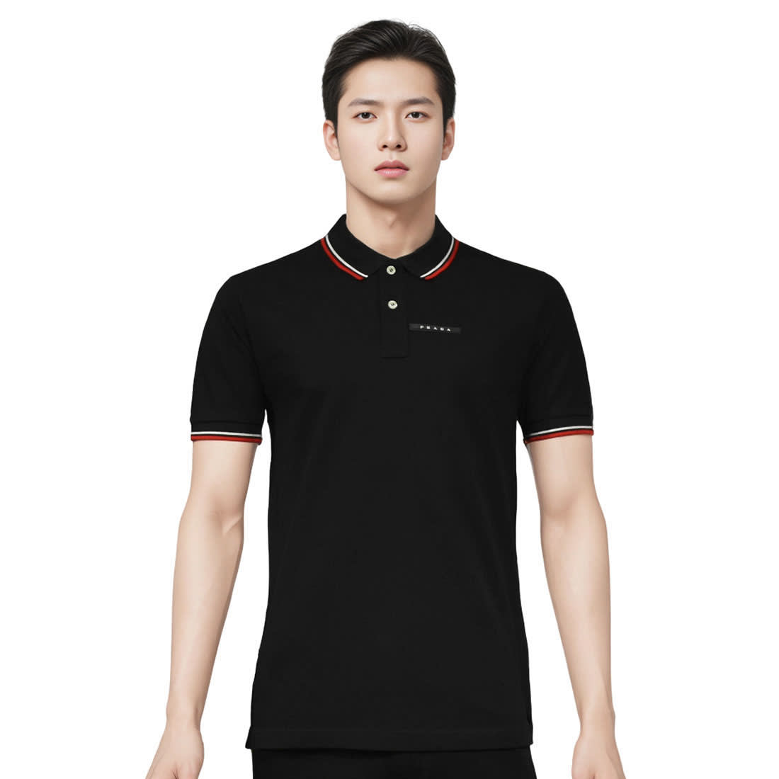 Prada Embossed Logo Black Premium T-shirt-0