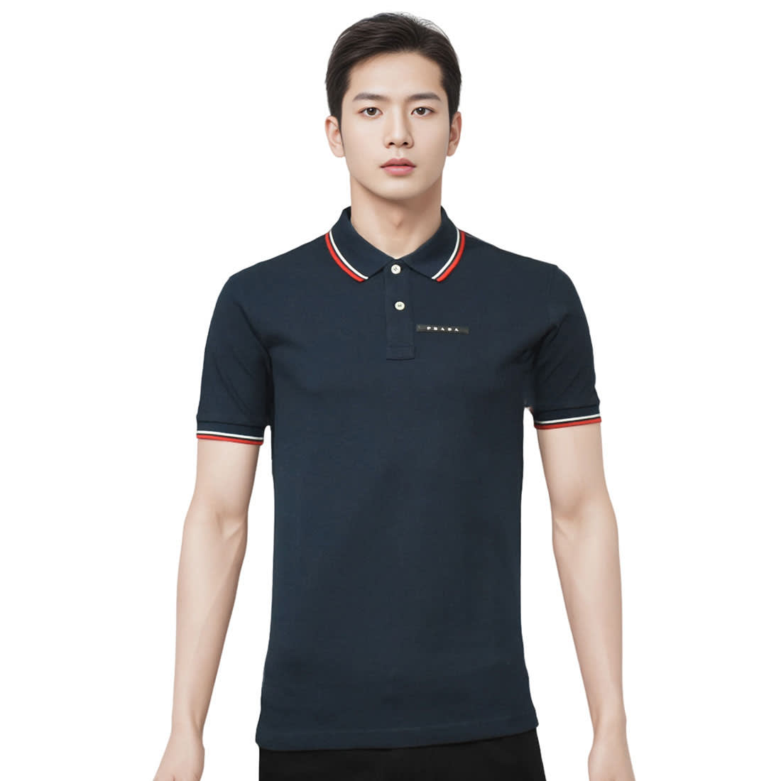 Prada Embossed Logo Blue Premium T-shirt-0