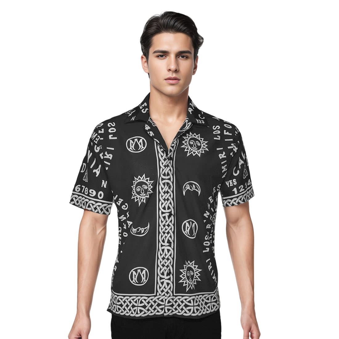 Amiri Ouija Board-Print Bowling Shirt-0