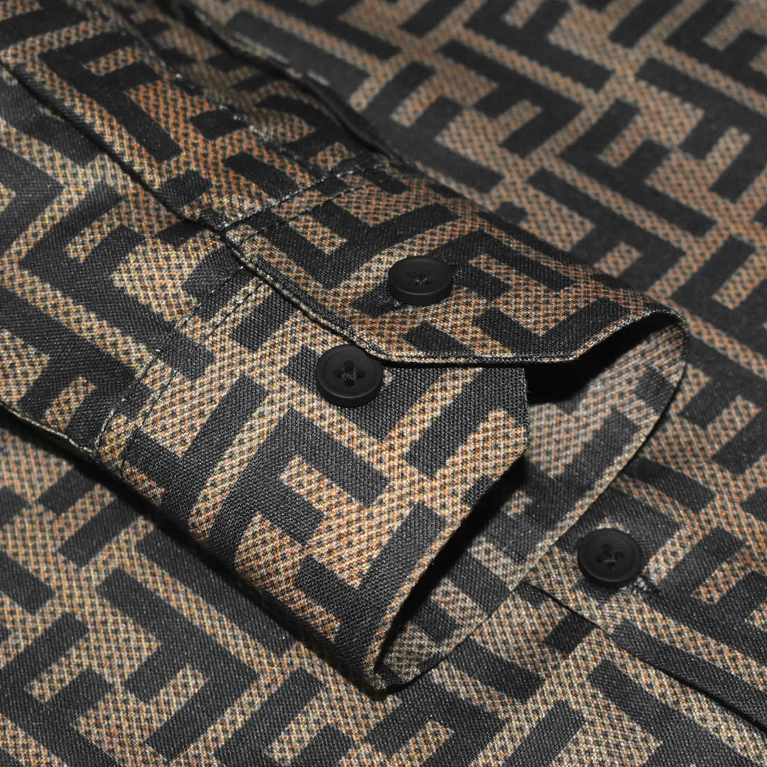 Fendi logo Print Brown Premium Cotton Shirt-5