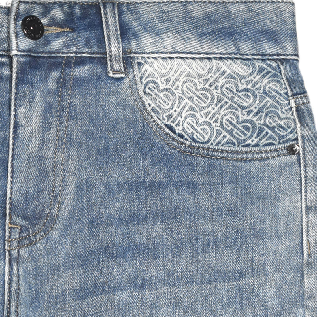 Burberry TB Print Light Blue Premium Jeans-1