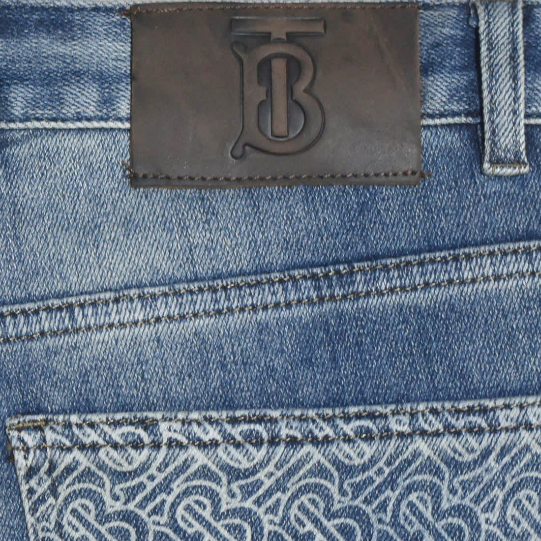 Burberry TB Print Light Blue Premium Jeans-4