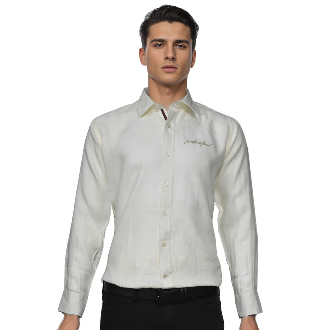 Emporio Armani Embroidered Cream Premium Shirt-0