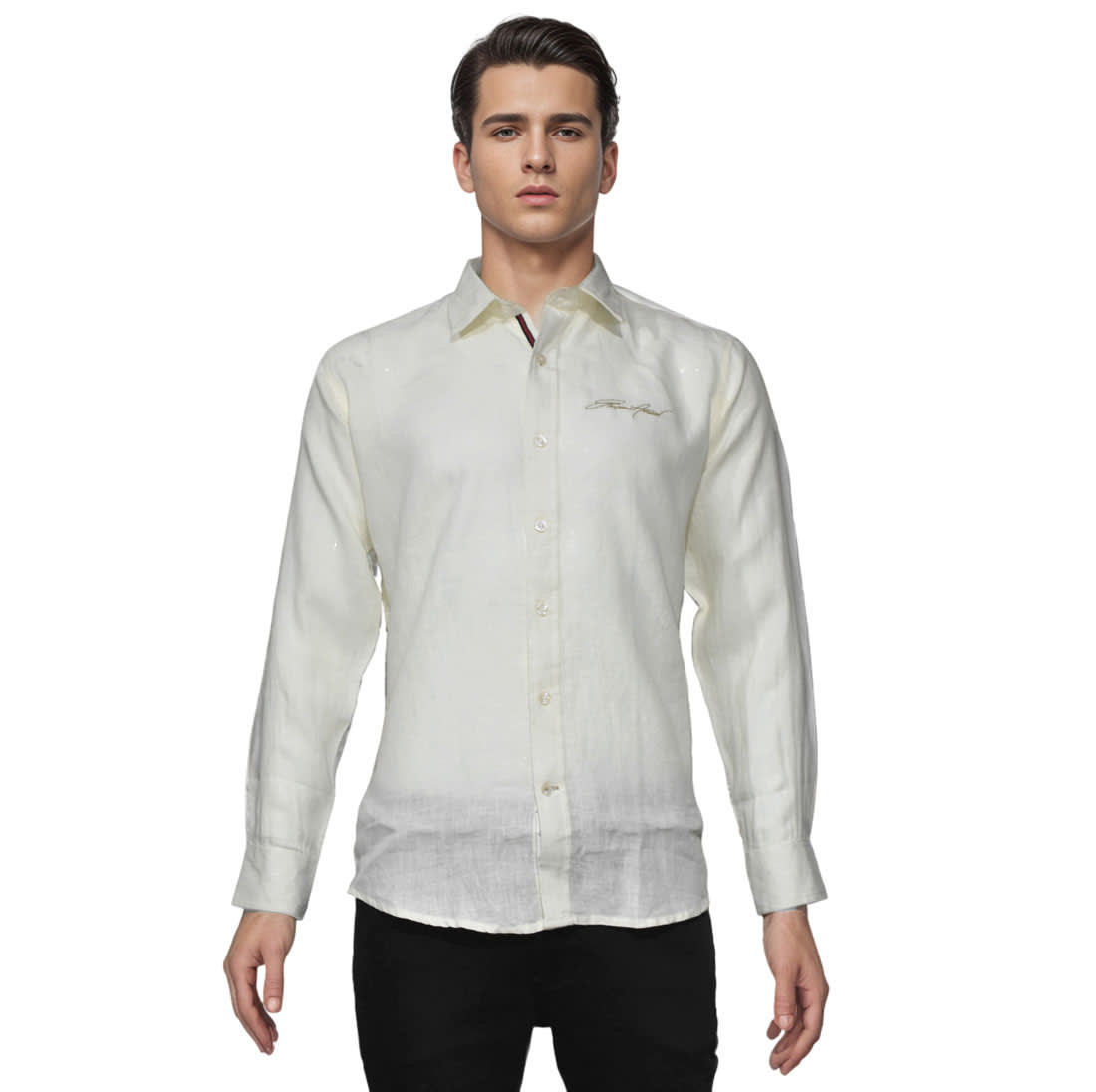 Emporio Armani Embroidered Cream Premium Shirt-6