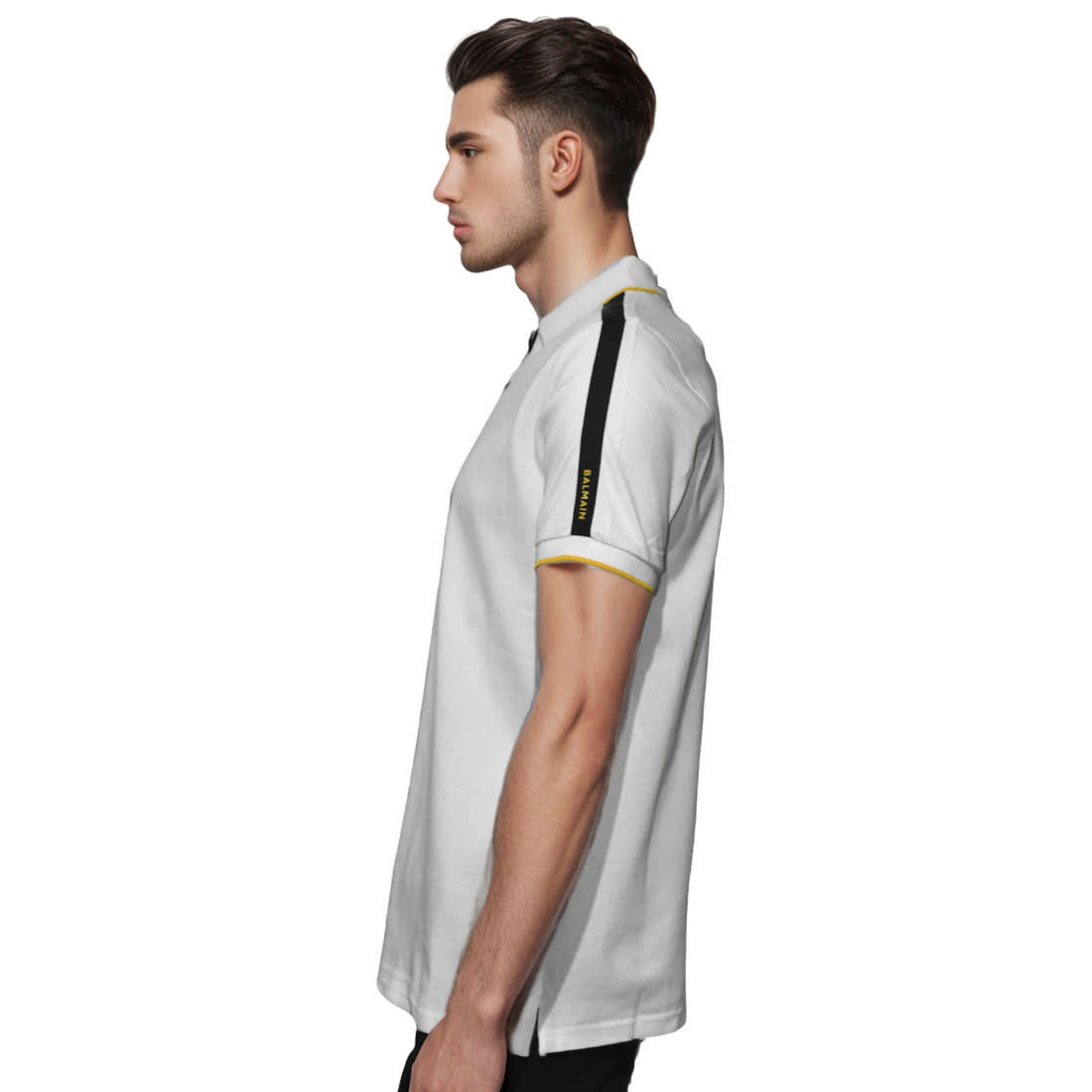 Balmain White Contrast Tipping Premium T-shirt-2
