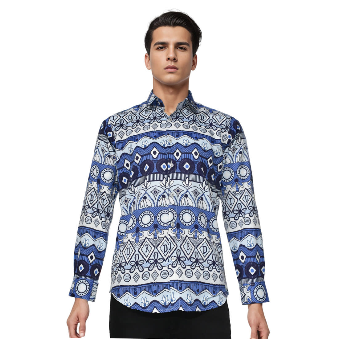 Christian Dior Blue Premium Printed Shirt-6