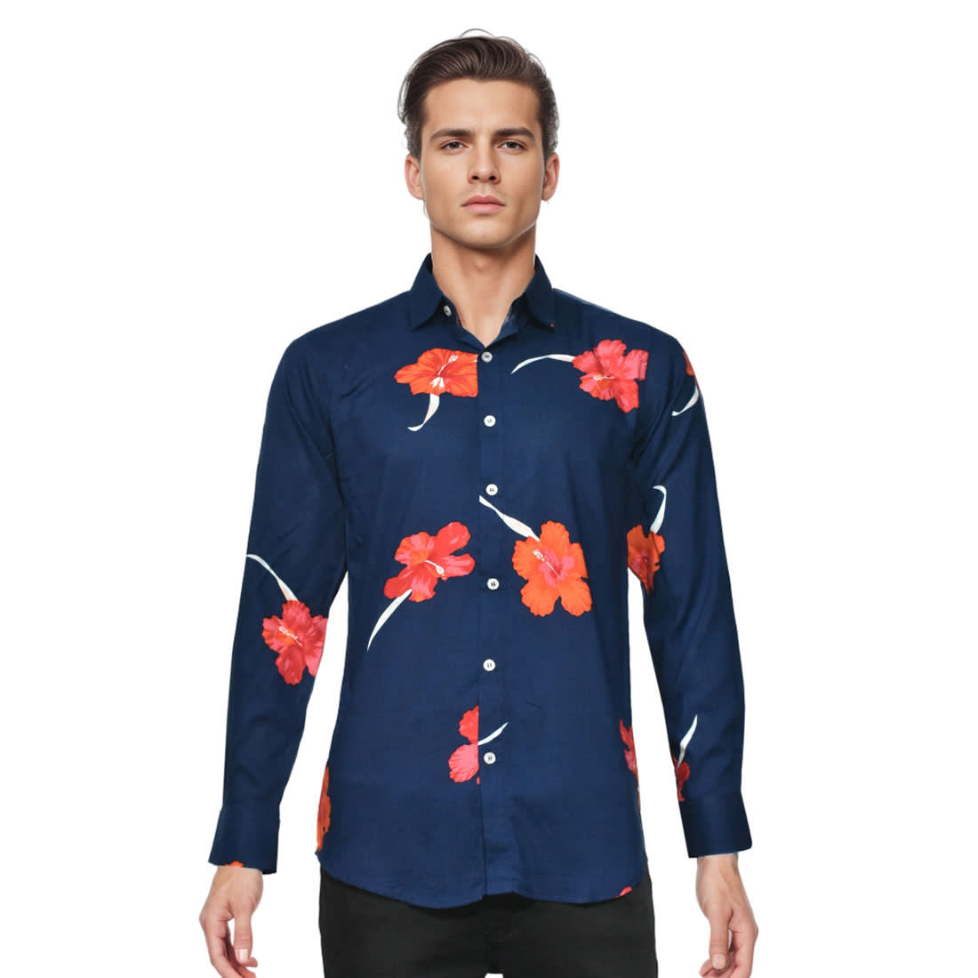 Dior Floral Printed Blue Premium Cotton Shirt-6